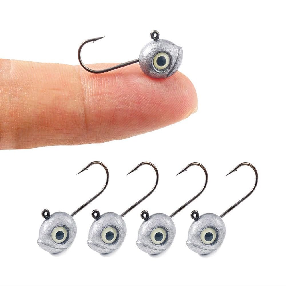 KTGCOZS Pack of 25 Crappie Jig Heads Unpainted Swimbait Saltwater Hook Panfish Bass 1/32oz - 1/8oz (1/8oz(3.5g) 25pcs)