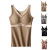 HGps8w 2-in-1 Built-in Bra Thermal Underwear Shirts for Women Winter Warm Sleeveless Self-Bra Tank Tops Base Layer Vest view 2