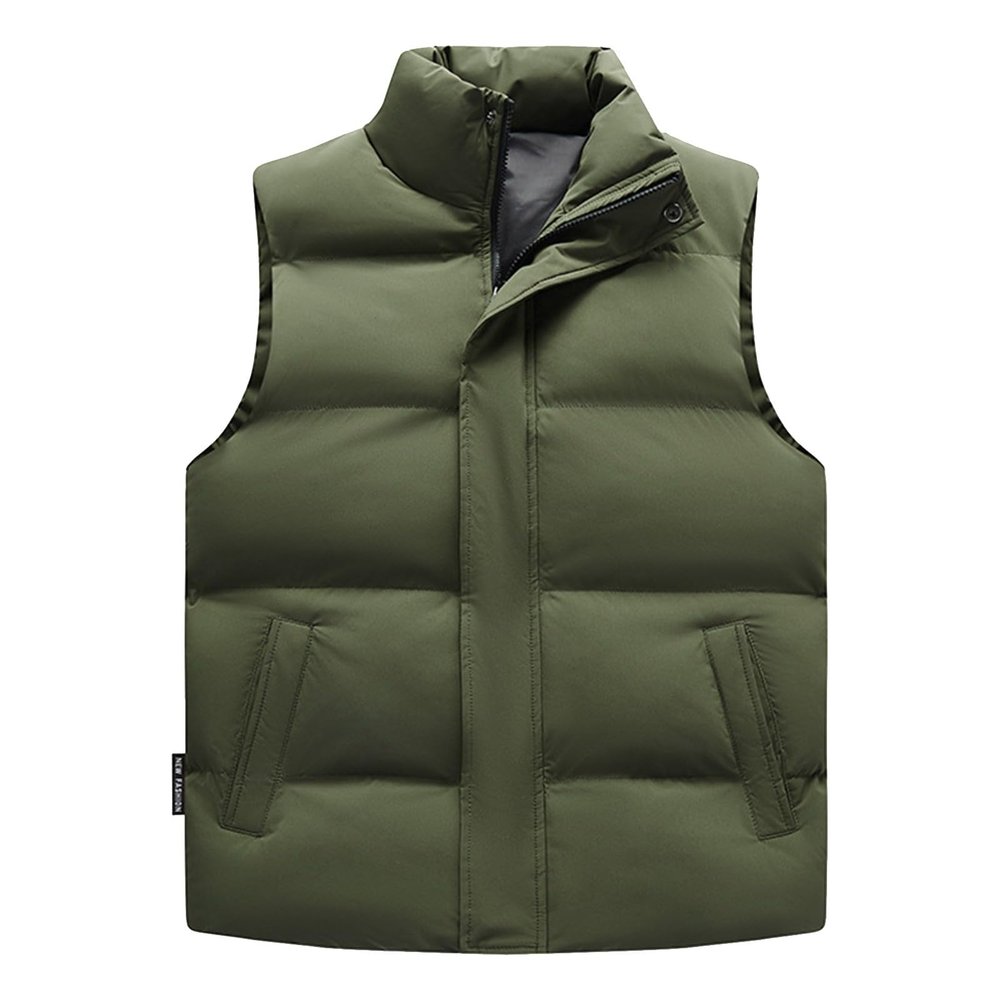 Ymosrh Down Jackets for Men, Casual Outdoor Work Fishing Travel Sleeveless Vest Jacket Coat Chaquetas para Hombre Puff Jacket Men's Lightweight Black Jacket Men Puffer Jacket Coats (5XL, Army Green)