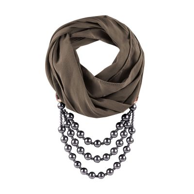 HGps8w Women's Bohemian Retro Ethnic Crystal Bead Jewelry Pendant Chiffon Scarf Necklace Soft Infinity Scarves