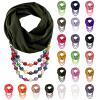HGps8w Women's Bohemian Retro Ethnic Crystal Bead Jewelry Pendant Chiffon Scarf Necklace Soft Infinity Scarves view 2