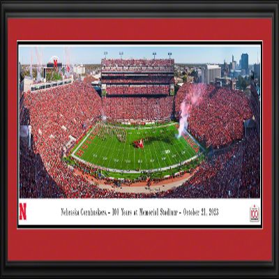 Nebraska Cornhuskers Football - 44x18-inch Double Mat, Deluxe Framed Picture by Blakeway Panoramas
