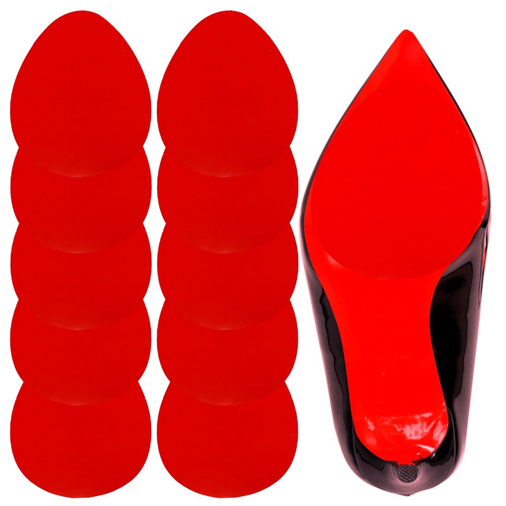 CZBYXA12 Red Bottom Shoe Sole Protector Compatible with Christian Louboutin Heels | Non-Slip Sole Pads for Shoes | Anti-Slip Grips for Shoe Bottom Repair, Protection & Traction(Red,4.3"x3.0" MF 10Pcs)