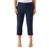 Rafaella Women's 24" Satin Twill Capri with Grommets, Stretch Fabric, Elastic Waistband, Curvy Slim Fit Dress Pants, Navy, 14 view 1
