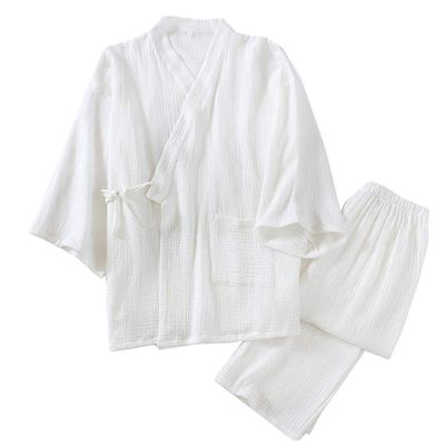 OWLONLINE Men's Japanese Kimono Loose Casual Home Pajamas Nightwear Size XL -White