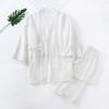 OWLONLINE Men's Japanese Kimono Loose Casual Home Pajamas Nightwear Size XL -White view 3