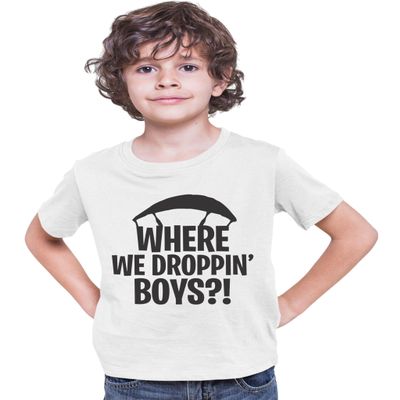 Small White Youth Where We Dropping Boys Gaming Gift Gamers T-Shirt