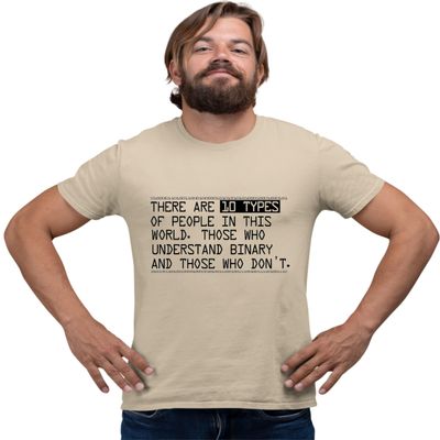 XX-Large Sand There are 10 Types of People in This World Binary Fun T-Shirt