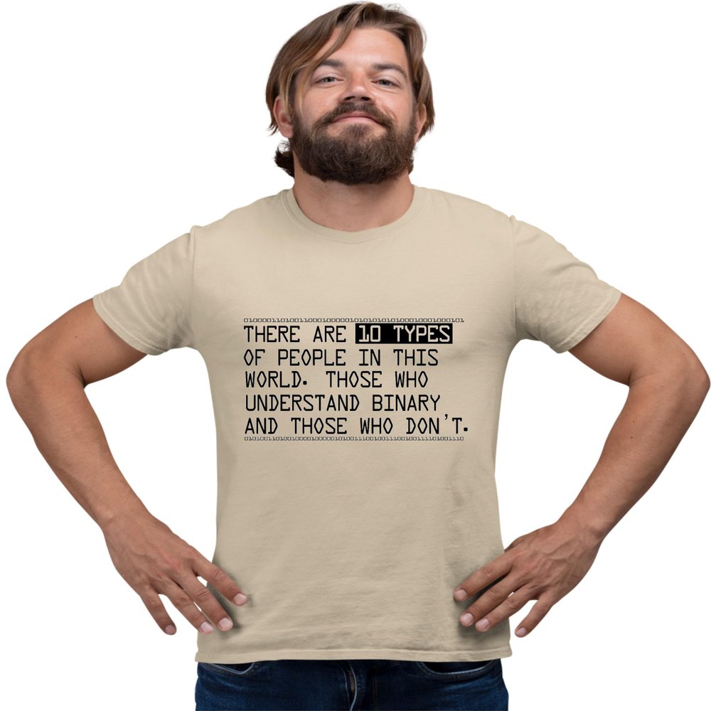 XX-Large Sand There are 10 Types of People in This World Binary Fun T-Shirt