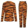 CSQDFBHD Tiger Stripes Pattern Black Orange Women Pajamas Two Piece Nightgown Classic Long Sleeve Tshirt And Pant Sleep Set Elastic Soft Nightclothes view 2