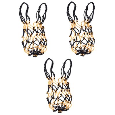 BESPORTBLE 3pcs Heavy Duty Drawstring Mesh Net Bag Thickened Nylon Soccer Carrier for Basketball Soccer and More Design Easy to Carry for Schools and Training Institutions Yellow and Black