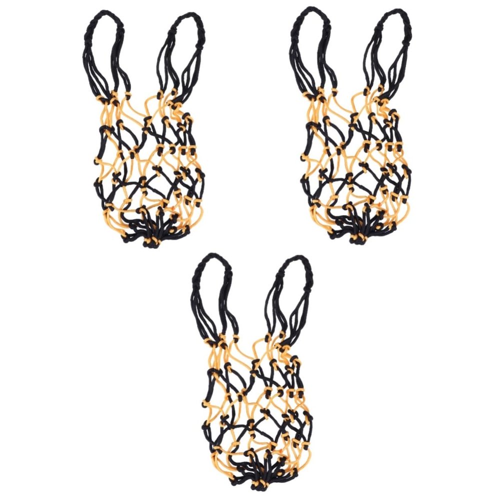 BESPORTBLE 3pcs Heavy Duty Drawstring Mesh Net Bag Thickened Nylon Soccer Carrier for Basketball Soccer and More Design Easy to Carry for Schools and Training Institutions Yellow and Black
