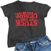 Medium Heather Black Women Stuck in The Upside Down T-Shirt view 1