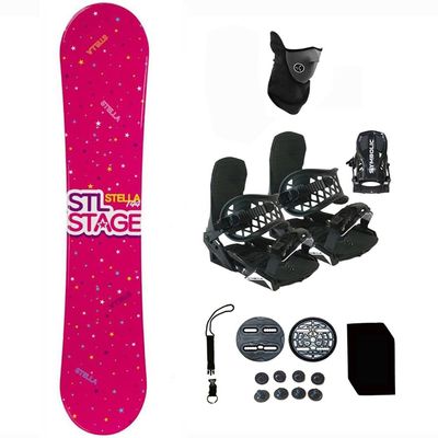 Symbolic Stella 140cm 144cm Snowboard and Black Bindings Package Leash, Stomp, Mask Women Girls Kids (140-Camber+XS Binding(Kid 1-6) djoy100)