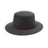 and Winter Woolen Top Hat Women's Flat Top Flat Brim Hat Minority Style Flat Top Hat Luopan Caps & Hats (Color : Dark Grey, Size : 56-58cm) view 1