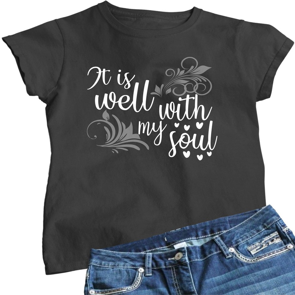 3X-Large Heather Black It is Well with My Soul Christian T-Shirt