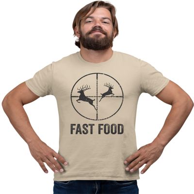 4X-Large Sand Deer Hunting Fast Food Funny Hunter T-Shirt