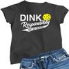Medium Heather Black Women Dink Responsibly Don't Get Smashed Funny Pickleball T-Shirt view 1