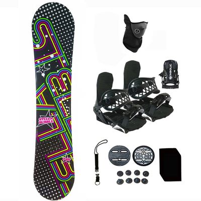 Symbolic Stella 140cm 144cm Snowboard and Black Bindings Package Leash, Stomp, Mask Women Girls Kids (140-Camber+S Binding(Lady 6-9.5) wf230)
