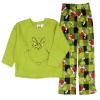 Dr. Seuss GRINCH Boy's Santa Plaid Plush Fleece Kids Pajama Sleep Set (10) Green view 3