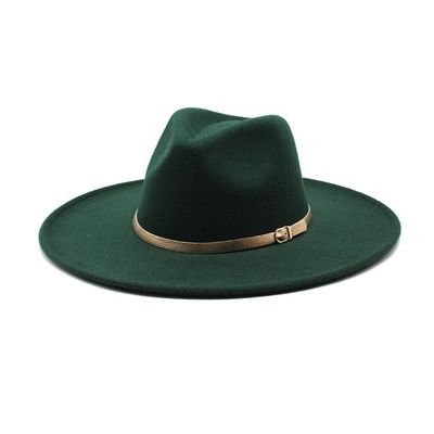 9cm Large Brim Woolen Top Hat Fashion Woven Top Hat Peach Top Large Brim Jazz Top Hat, 22 Colors Optional Luopan Caps & Hats (Color : Dark Green, Size : 56-58cm)