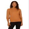 Adrianna Papell Women's Clip Dot Sleeve Twofer Sweater, Toasted Bronze, S view 1