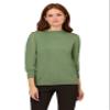 Adrianna Papell Women's Clip Dot Sleeve Twofer Sweater, Palm Leaf, L view 1