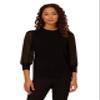 Adrianna Papell Diffusion Women's Clip Dot Sleeve Twofer Sweater, Black, S view 1