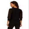 Adrianna Papell Diffusion Women's Clip Dot Sleeve Twofer Sweater, Black, S view 2