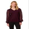 Adrianna Papell Diffusion Women's Clip Dot Long Sleeve Sweater, Plum, L view 1
