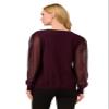 Adrianna Papell Diffusion Women's Clip Dot Long Sleeve Sweater, Plum, L view 2
