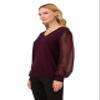 Adrianna Papell Diffusion Women's Clip Dot Long Sleeve Sweater, Plum, L view 4