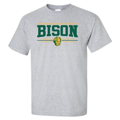 CornBorn NDSU Shirt for Men - NDSU Bison Apparel Mens - North Dakota State Tshirt - 3-Stripe - Gray - Large-Tall