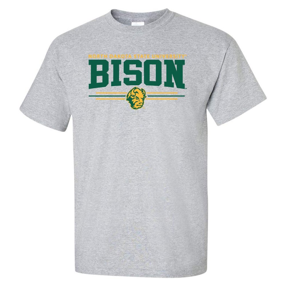 CornBorn NDSU Shirt for Men - NDSU Bison Apparel Mens - North Dakota State Tshirt - 3-Stripe - Gray - Large-Tall