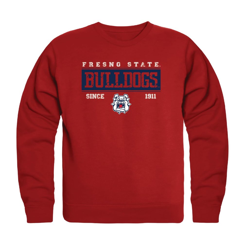 W Republic Fresno State Bulldogs Established Fleece Crewneck Pullover Sweatshirt, Adult Unisex, Red, XX-Large - NCAA Officially Licensed Apparel