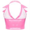 Alvivi Women's Wet Look Patent Leather Slim Fit Vest Tops Halter Tuxedo Suit Waistcoat Sexy Clubwear Pink Small view 4