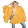Bohemian Versatile Open Shawl Cardigan - Kimono Convertible Poncho Blanket Vest Beach Cover Up (Knit Ruffled Kimono - Mustard) view 1