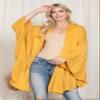 Bohemian Versatile Open Shawl Cardigan - Kimono Convertible Poncho Blanket Vest Beach Cover Up (Knit Ruffled Kimono - Mustard) view 3