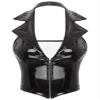 Alvivi Women's Wet Look Patent Leather Slim Fit Vest Tops Halter Tuxedo Suit Waistcoat Sexy Clubwear Black 4X-Large view 1