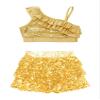 YiZYiF Kids Girls Metallic Crop Top with Skirt Sequined 2 Piece Dance Outfit Set Jazz Latin Ballroom Performance Costume Gold A 6 Years view 4