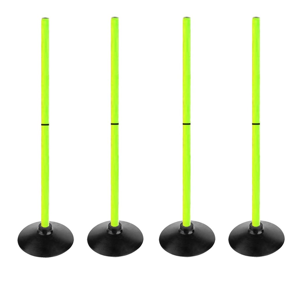 ASENVER Fluorescent Green Soccer Agility Poles Set Detachable Sports Trainning Speed Pole Slalom Poles with Rubber Base Sport Traning Equipment (Pack of 4, 3.3 FT)