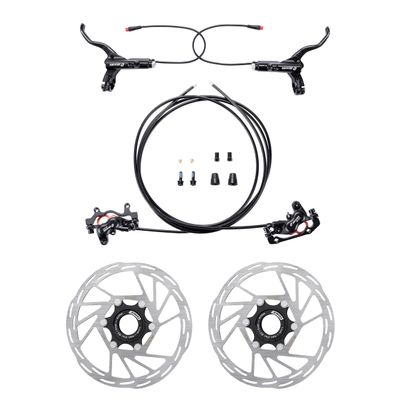 BUCKLOS Zoom H876E 2-PIN 4 Pistons E-Bike Electric Power Off Hydraulic Disc Brake Set, with IIIPRO Bike Centerlock Disc Brake Rotor