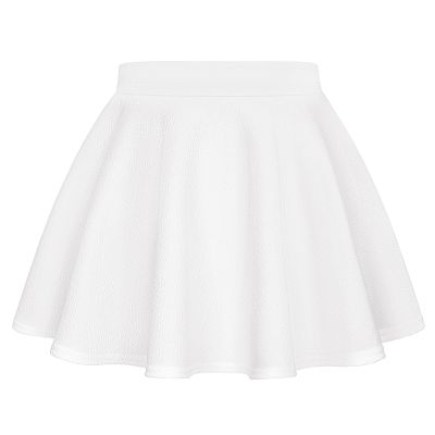 Auranso Girls Mini Skirt Stretch Waist Casual Flared Plain Pleated Skater Skirt White 10-11 Years