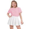 Auranso Girls Mini Skirt Stretch Waist Casual Flared Plain Pleated Skater Skirt White 10-11 Years view 2