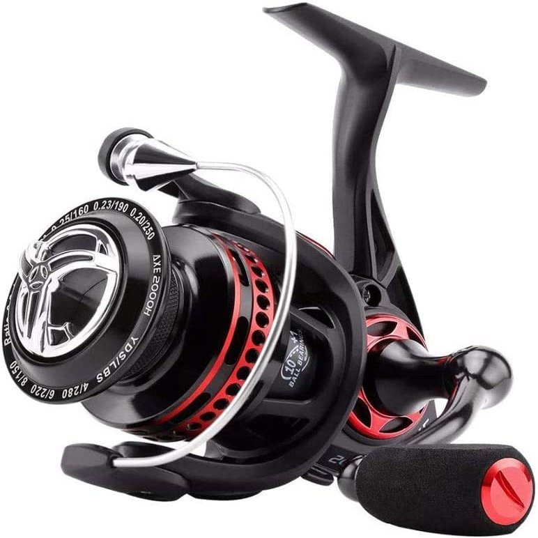 CAFFIA Fishing Reels Powerful Metal Body 6.2:1 Gear Ratio Smooth 10+1bb 2000 H 3000 H for Saltwater and Freshwater Fishing, Freshwater Sea Rod Wheel Base Carbon Double Bearing Magnetic Brake (Size :