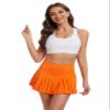 Yknktstc Women Pleated Tennis Skirt with Shorts High Waist Golf Skort Athletic Mini Skirt with Pockets X-Large Orange view 3