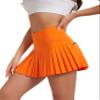 Yknktstc Women Pleated Tennis Skirt with Shorts High Waist Golf Skort Athletic Mini Skirt with Pockets X-Large Orange view 4