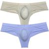 Jaxu Men Ice Silk Brazilian Bikini Underwear Enhance Pouch Mini Boxer Briefs Hight-Cut Underpants Hipster Boylegs 2-Pair(FQ) L view 1