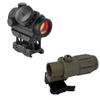 GOTICAL Finger Sight Set, Fixed Backup Front and Rear Sight BUIS Set, Fit Picatinny Rail and Weaver (Combo - Dot Sight + 4X Magnifier DE) view 1