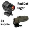 GOTICAL Finger Sight Set, Fixed Backup Front and Rear Sight BUIS Set, Fit Picatinny Rail and Weaver (Combo - Dot Sight + 4X Magnifier DE) view 3